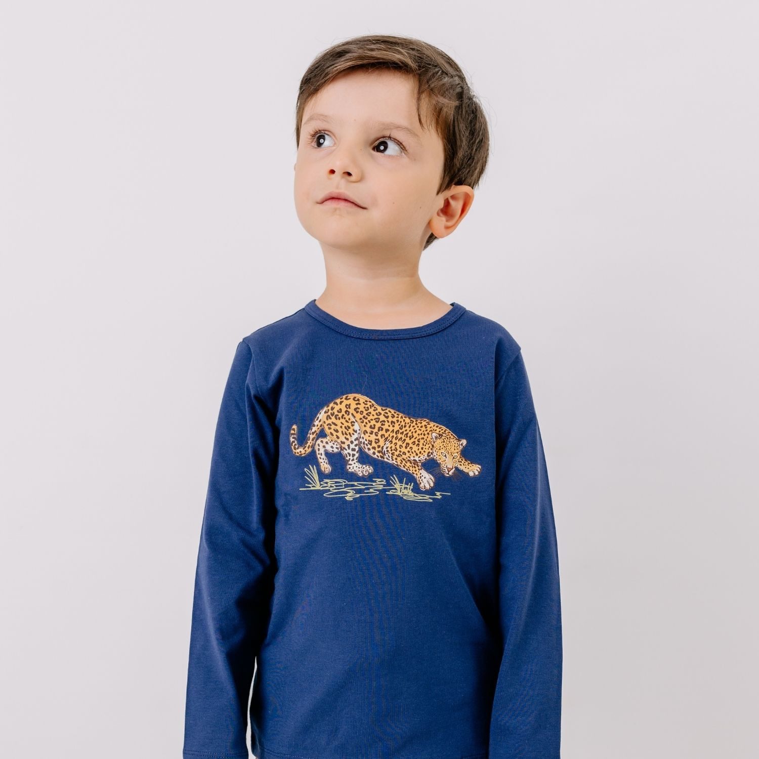 Langarmshirt Walkiddy Leopard Kinder Bio Baumwolle GOTS Dunkelblau -