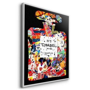 DOTCOMCANVAS® Leinwandbild POP CHANEL BOTTLE, Leinwandbild Chanel N°5 Parfum Pop Art hochkant Wandbild