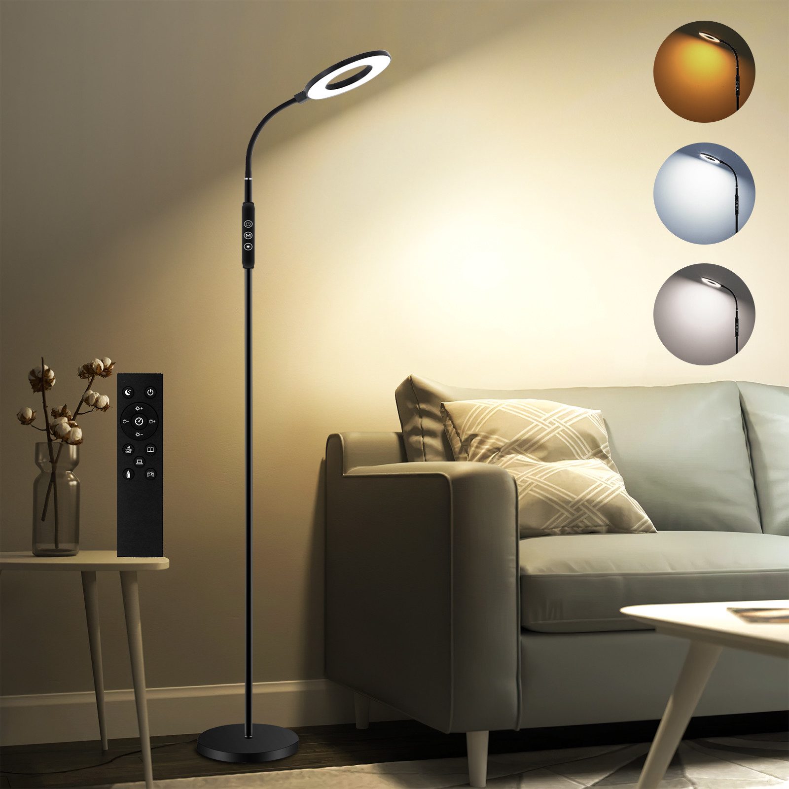 Oraymin LED Stehlampe 15W Standleuchte Wohnzimmer, günstig online kaufen