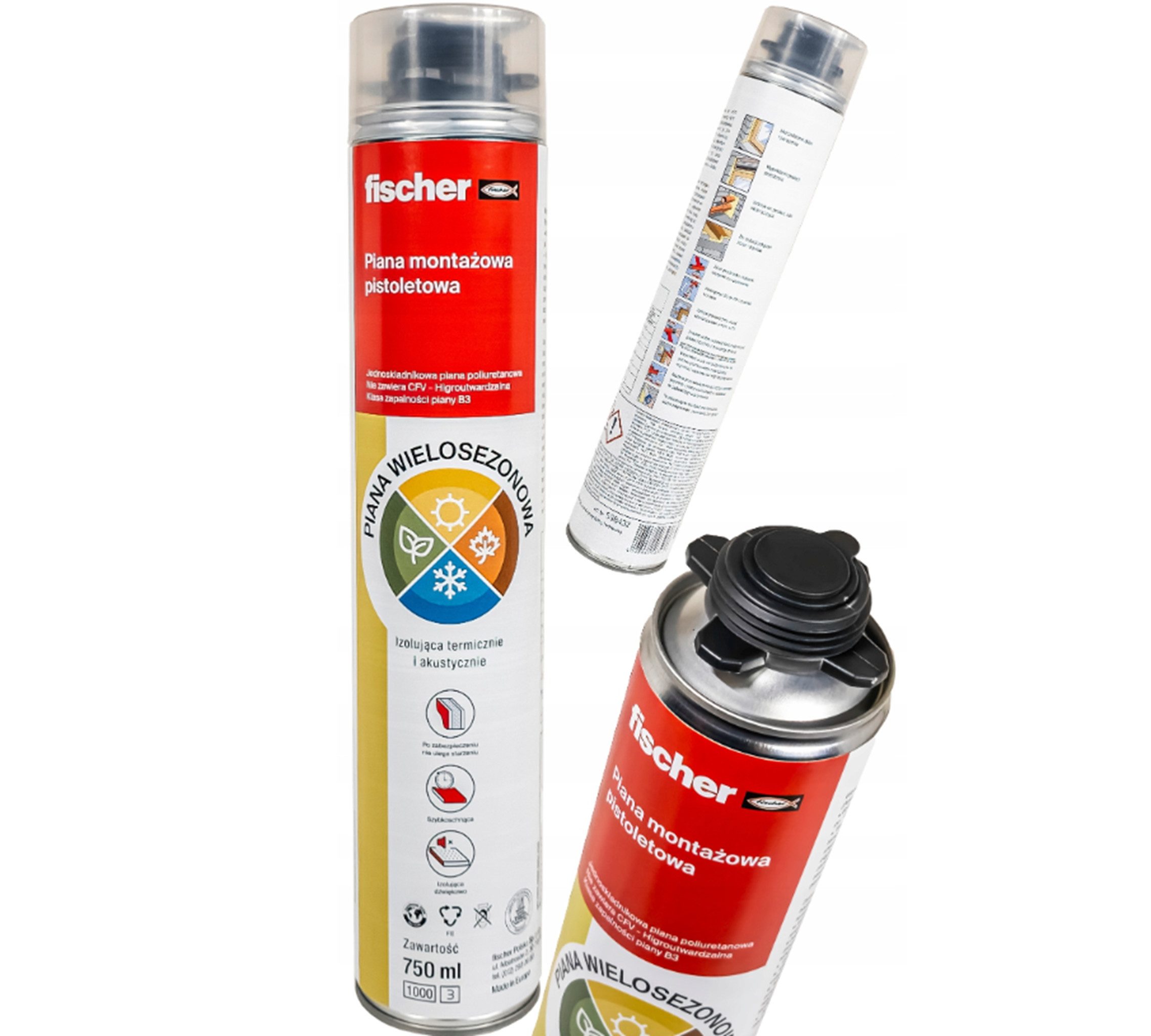 fischer Montagekleber PUP AS 750 B3 Pistolen-Schaum Montageschaum Winter & Ganzjährig 750 ml, (6-tlg)