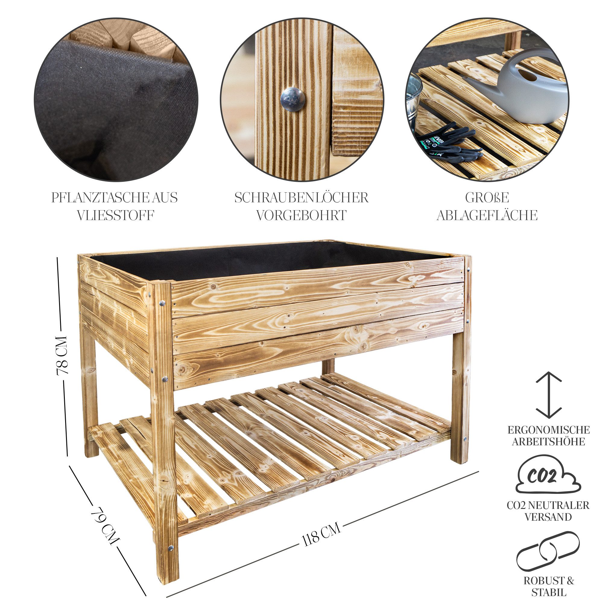 Kistenkolli Altes Land Allzweckkiste Hochbeet XL 118x79x78cm