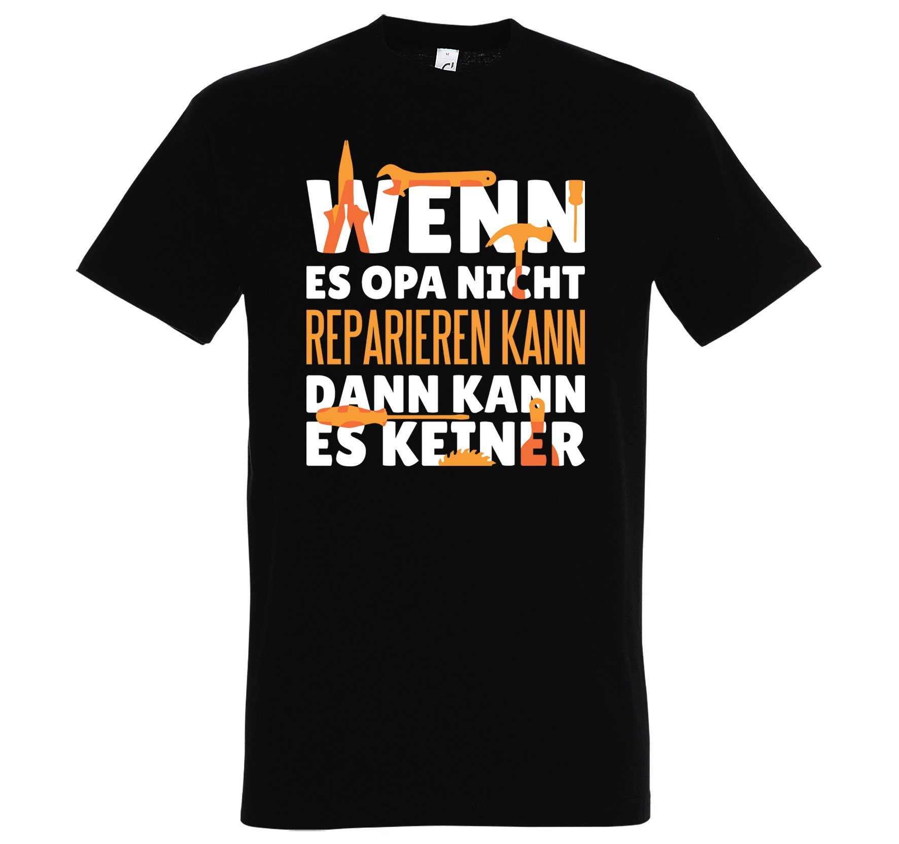 Opa T-Shirt Youth lustigem Frontprint Herren Reparieren Schwarz mit Designz Shirt