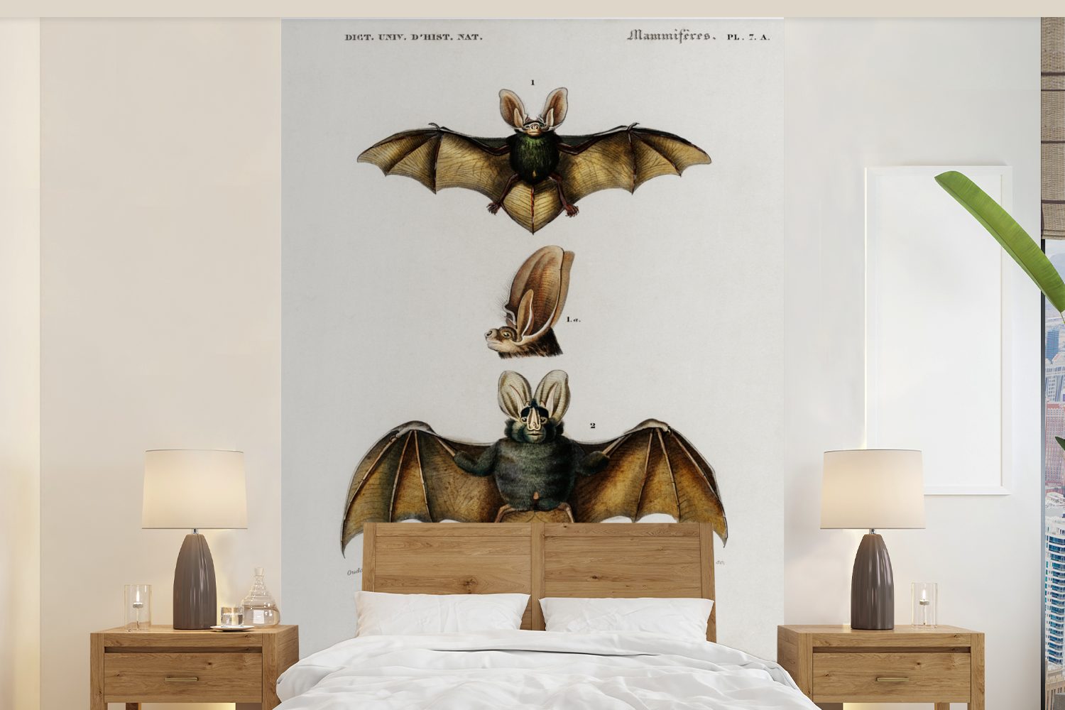 MuchoWow Fototapete Fledermaus - Wohnzimmer Schlafzimmer, - (3 Vintage Tier, Wandtapete für St), oder Vinyl Matt, Tapete bedruckt