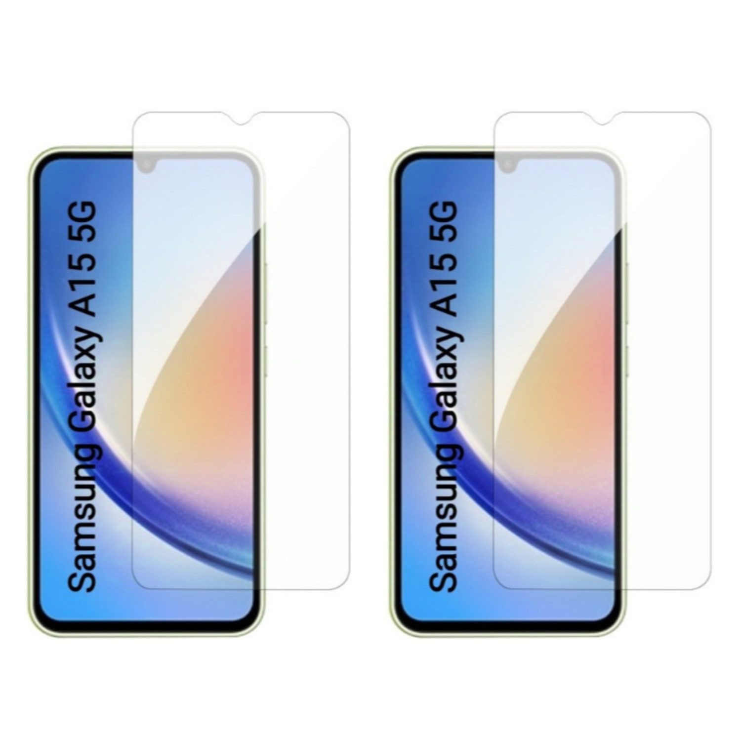 Displayschutzglas 2x Schutzfolie für Samsung Galaxy A15 5G Panzerfolie kristallklar