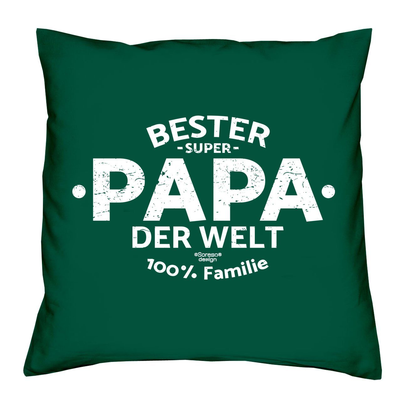 Geburstag Socken Vatertag Dekokissen Weihnachten der Geschenk Bester Papa & Soreso® Sleep, Kissen Sprüche Welt dunkelgrün