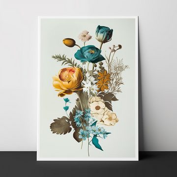 Olotos Kunstdruck Premium Poster Set Wanddeko Wandbilder Bilder Deko Blumen 4 x DIN A4, OHNE Bilderrahmen ideale für Wohnzimmer Schlafzimmer Kinderzimmer