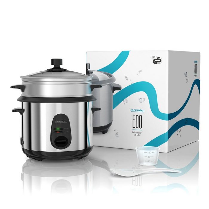 Arendo Reiskocher 500 W Reiskocher mit automatischer Koch und Wärm Funktion EDO 1 5 Liter