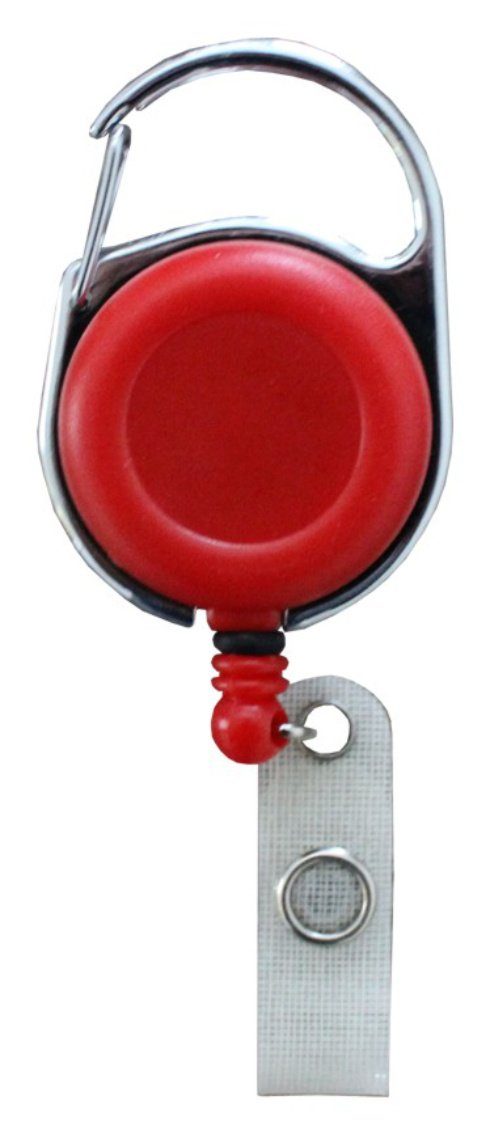 Kranholdt Schlüsselanhänger Jojo / Ausweishalter / Ausweisclip runde Form (10-tlg), Metallumrandung, Druckknopfschlaufe Rot
