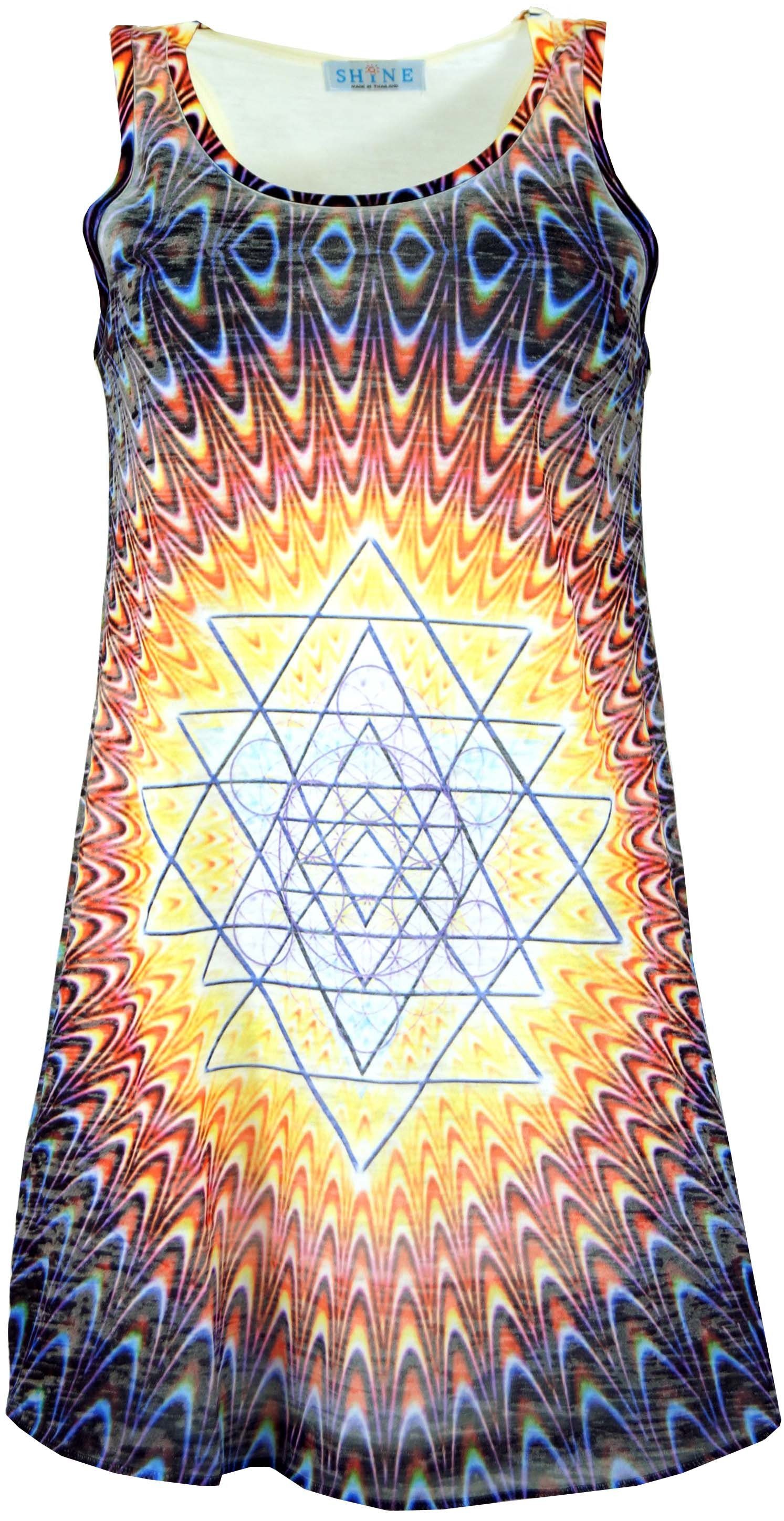 Guru-Shop Midikleid Psytrance Minikleid, Longtop - Shri Yantra alternative Bekleidung