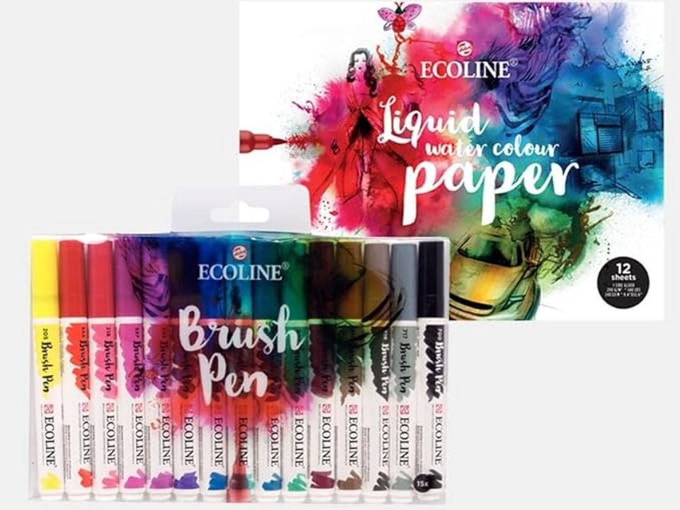Talens Wasserfarbe Ecoline Pinsel- und Papier-Set