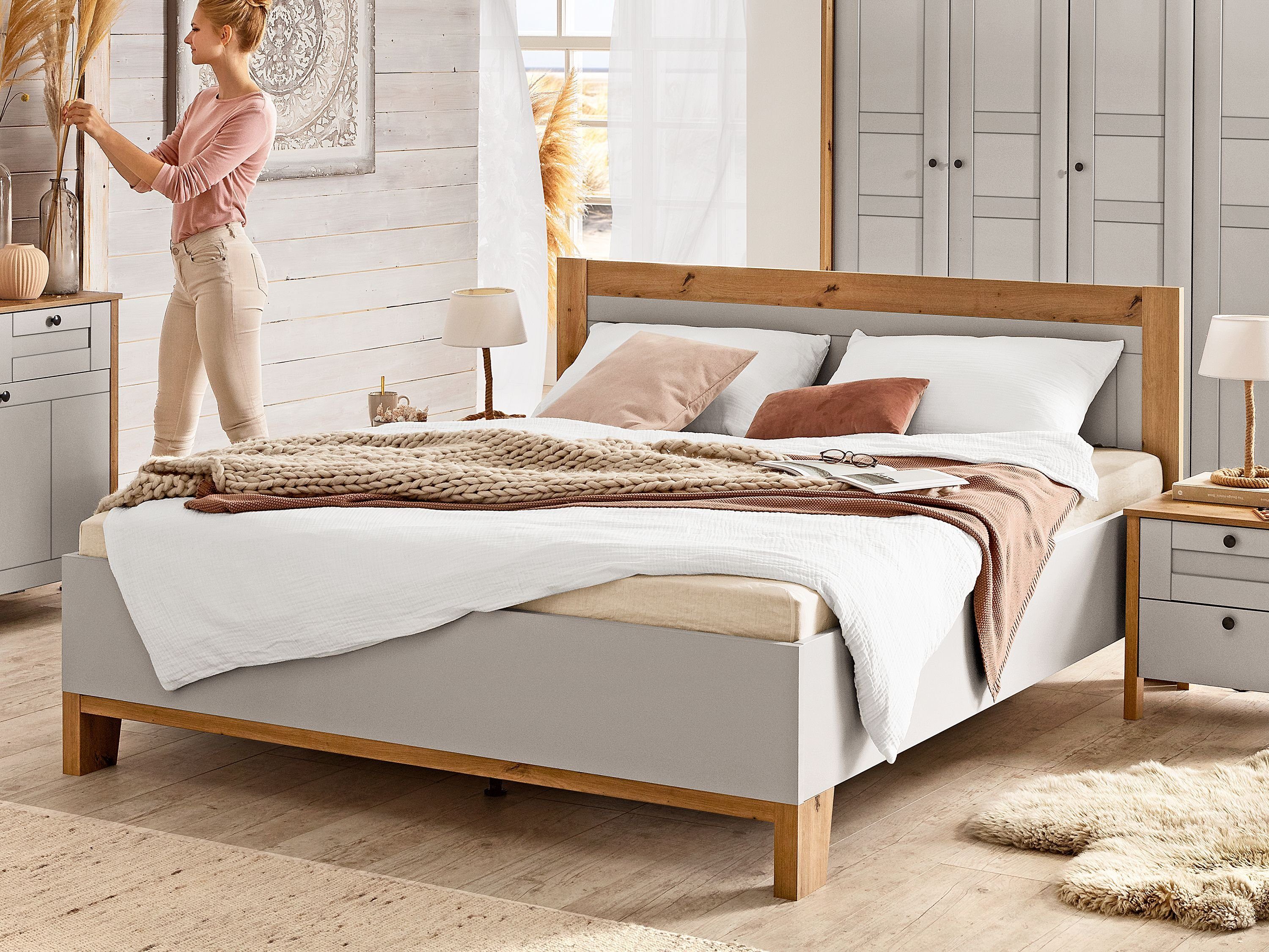 SANSIBAR Living Massivholzbett Holzbett SANSIBAR TIBRO LF 180x200 cm braun