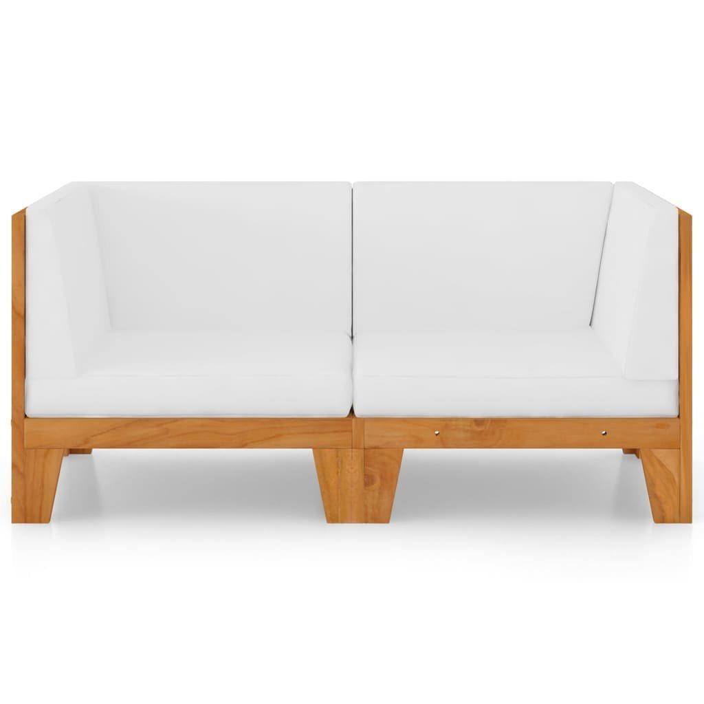 vidaXL Gartenlounge-Set 2-Sitzer-Sofa mit Cremeweißen Kissen Massivholz, (1-tlg)