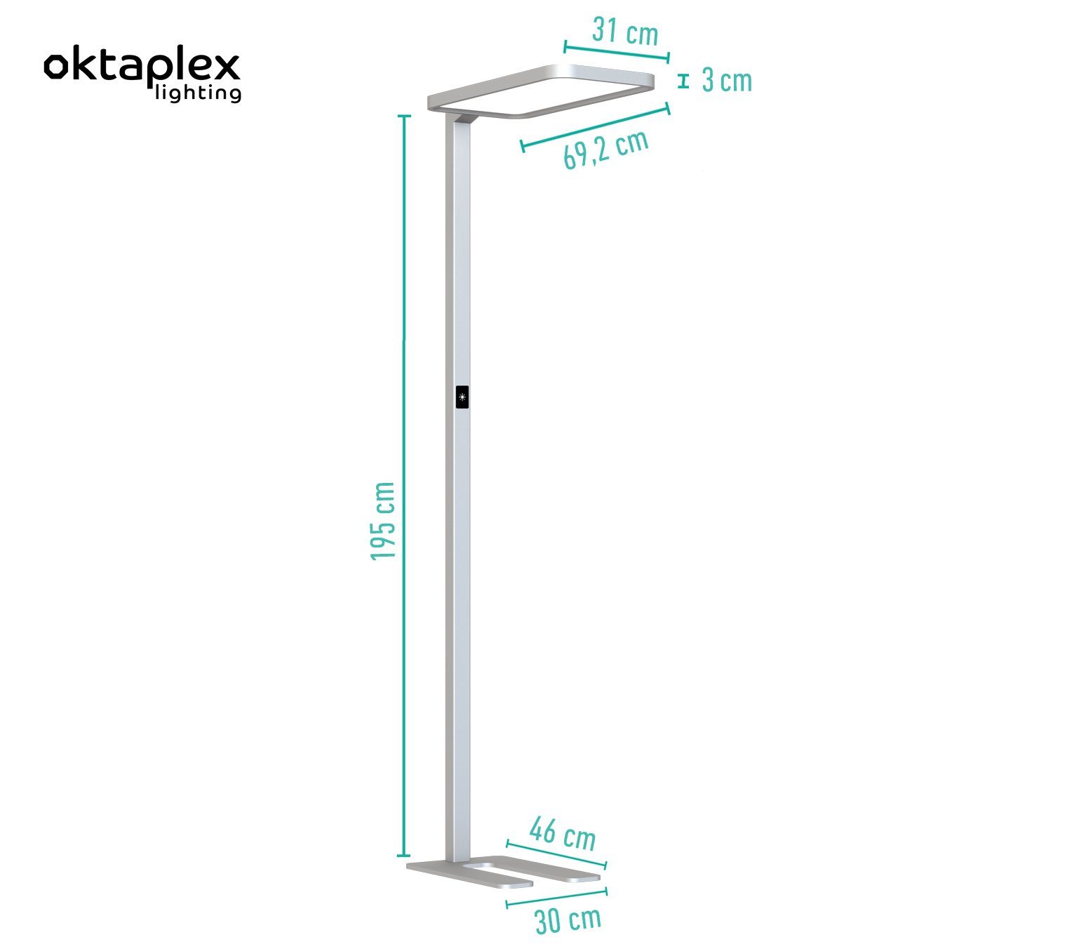 Oktaplex lighting LED Alen, Tageslichtsensor LED LED verbaut, Dimmbar, Bewegungsmelder fest silber neutralweiß, mit Stehlampe Stehlampe und