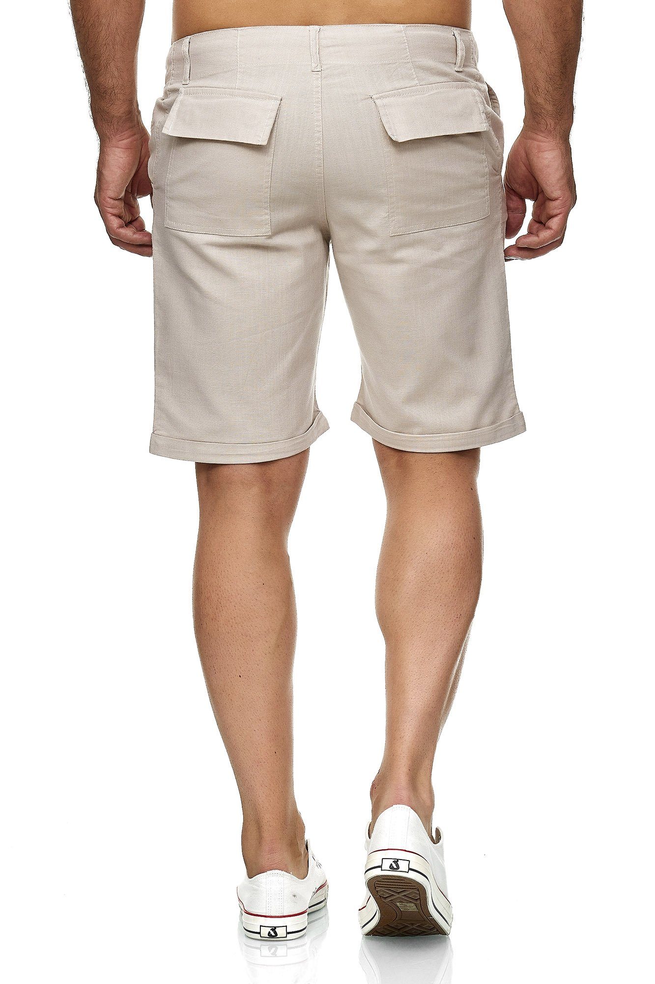 Männer im Reslad Reslad (1-tlg) Freiz Leinen-Look Kurze kurze Leinenhose lässige Strandhose beige Männer Leinenhose Leinen-Shorts Herren Hose