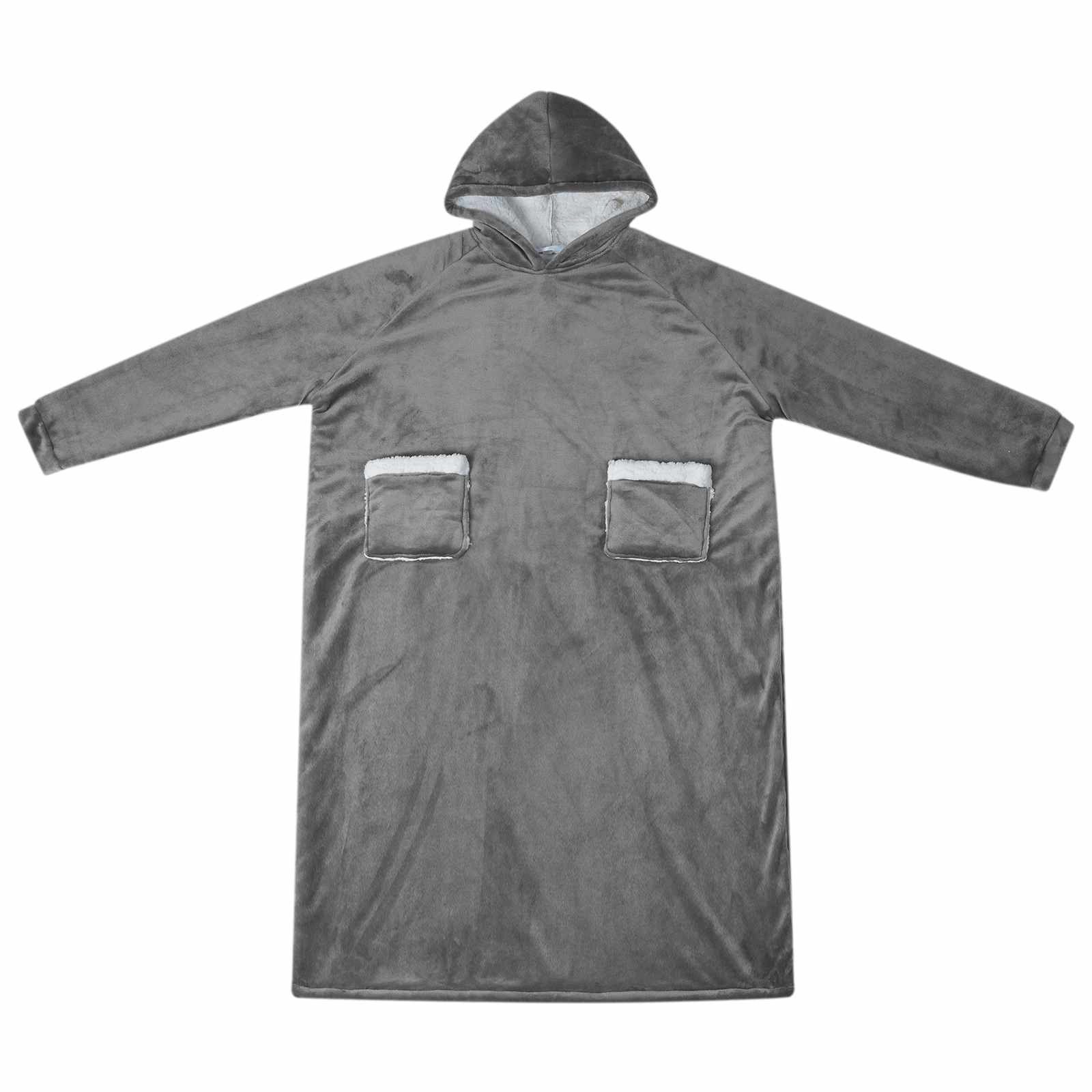 vidaXL Unisex-Bademantel Decken-Hoodie Dunkelgrau M Fleece und Flanell, Vlies