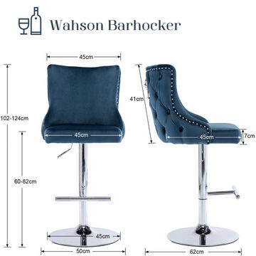 WAHSON OFFICE CHAIRS Barhocker Samt Barhocker 2er Set Barstuhl