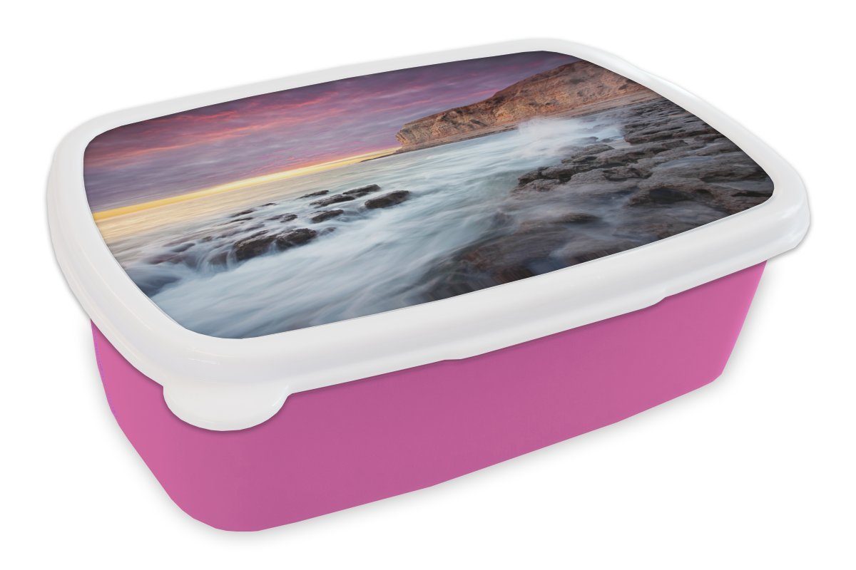 MuchoWow Lunchbox Aldinga Beach in der Nähe von Adelaide, Australien, mit einem, Kunststoff, (2-tlg), Brotbox für Erwachsene, Brotdose Kinder, Snackbox, Mädchen, Kunststoff rosa