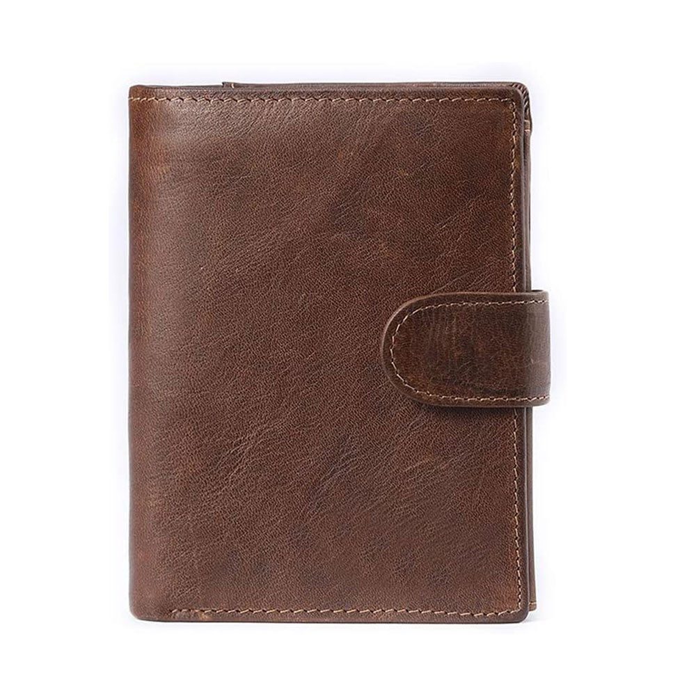 MOPUEA Geldbörse Dreifach-Geldbörse aus echtem Leder RFID-Blockierung mit Münzfach