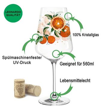 GRAVURZEILE Rotweinglas Leonardo Puccini Weingläser mit UV-Druck - Frucht Design, Glas, Sommerliche Weingläser mit Früchten für Aperol, Weißwein und Rotwein