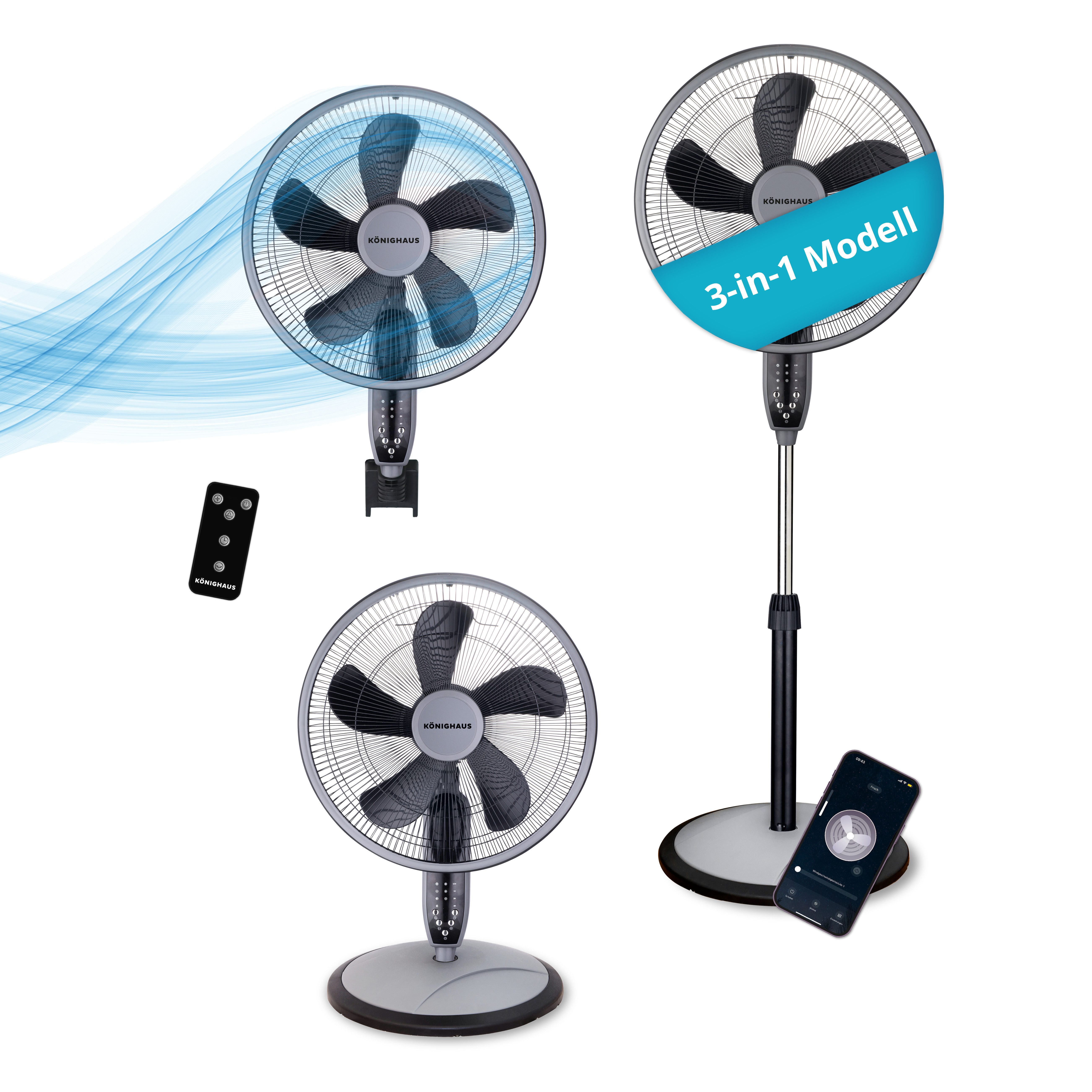 Könighaus Standventilator Könighaus 3-in-1 Stand- Tisch günstig online kaufen