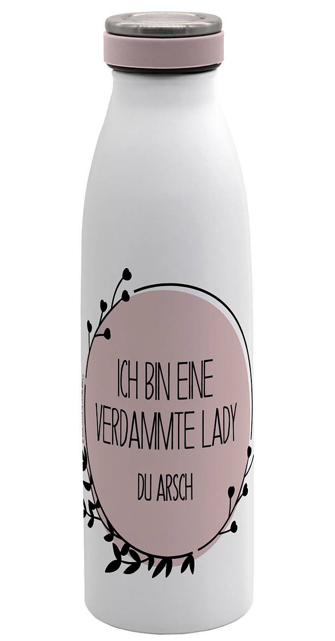 Geda Labels GmbH Isolierflasche Verdammte Lady, Weiß, 500 ml, doppelwandig, vakuum isoliert