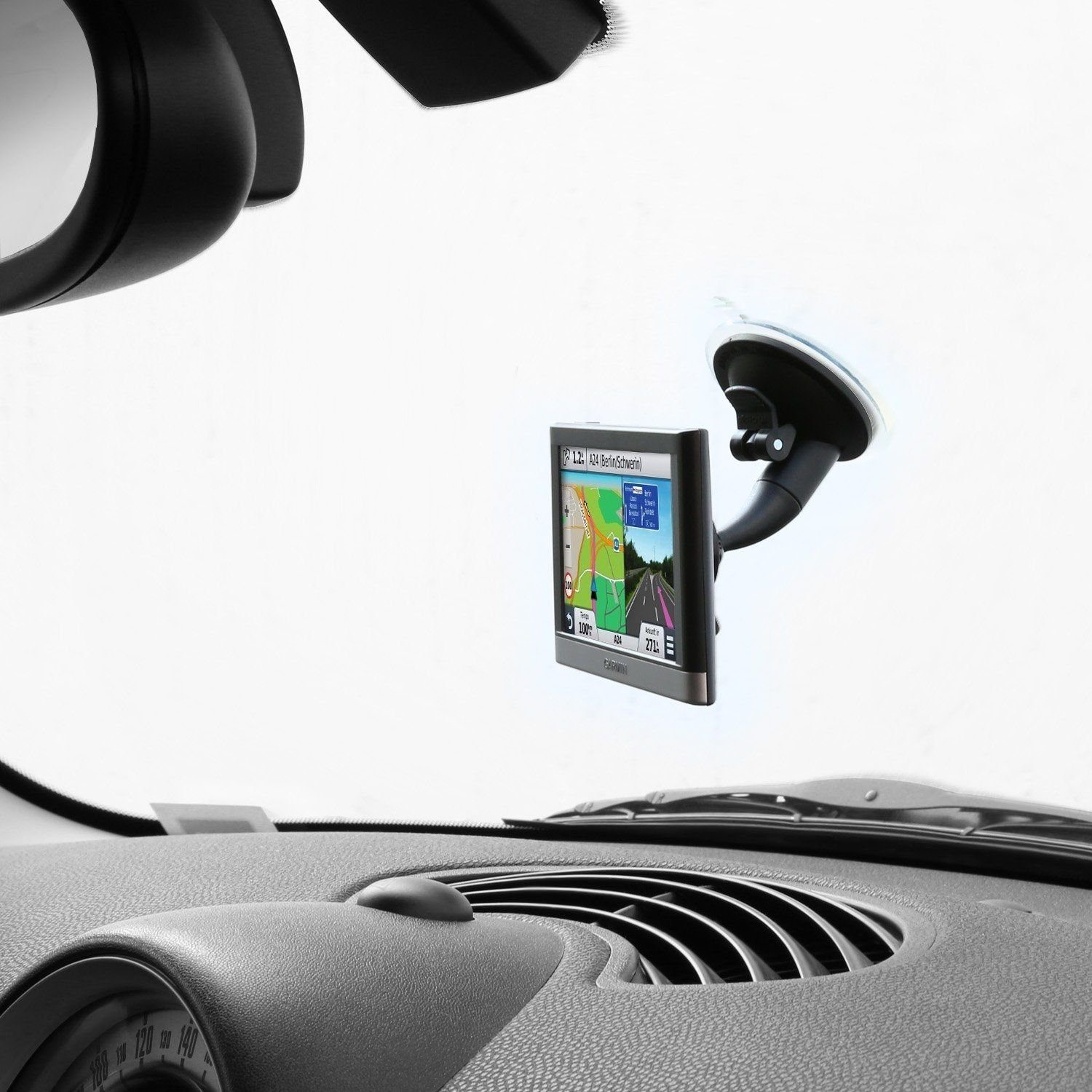 Wicked Chili Navigationsgeräte-Halterung KFZ-Halterung für Garmin Nüvi, Zumo und Dezl Navi, (1er Set, 1-tlg., Made in Germany, Vibrationsfrei, 360°drehbar)