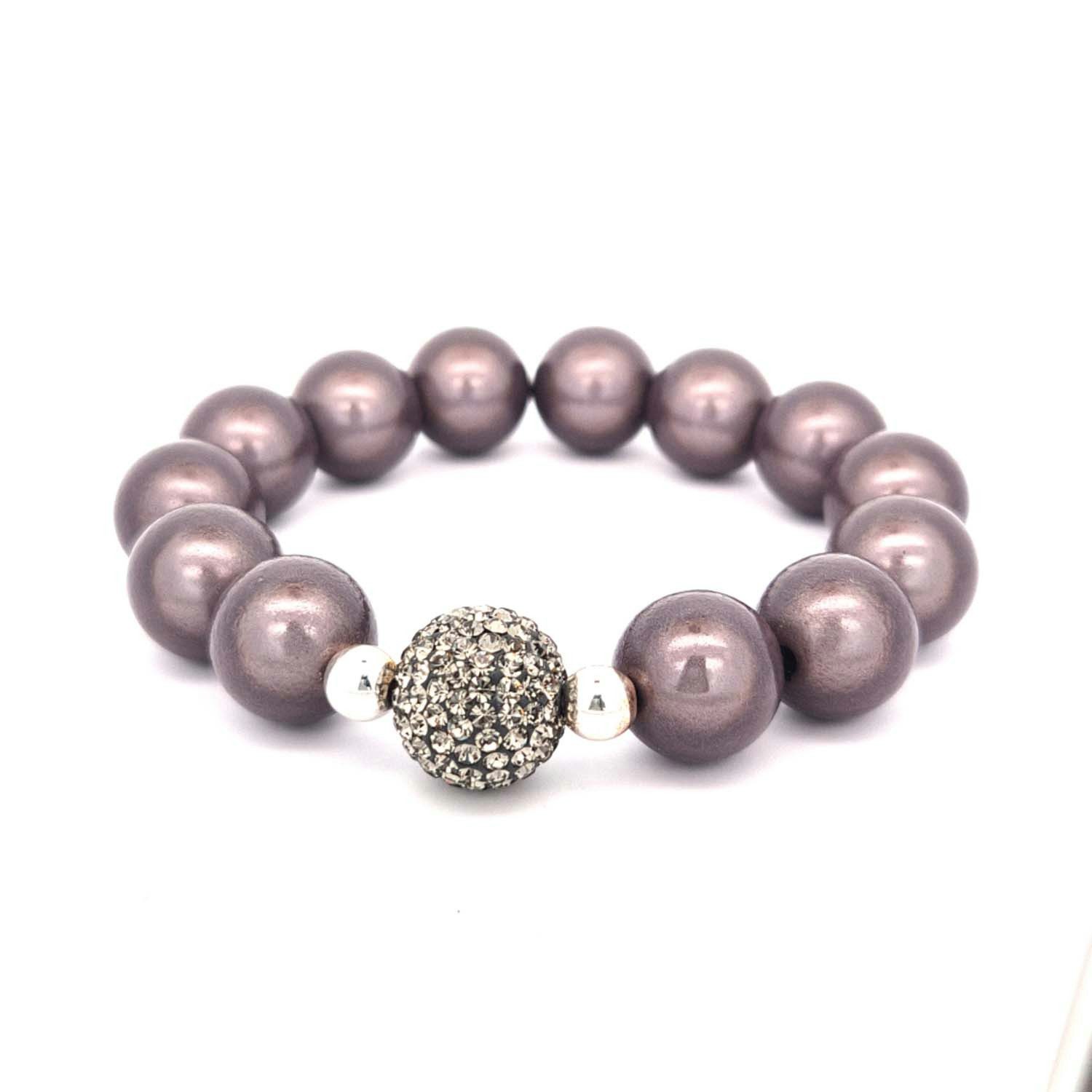 Impala Perlenarmband Glanzvolles 14-mm Perlenarmband mit funkelnder Shamballa-Perle