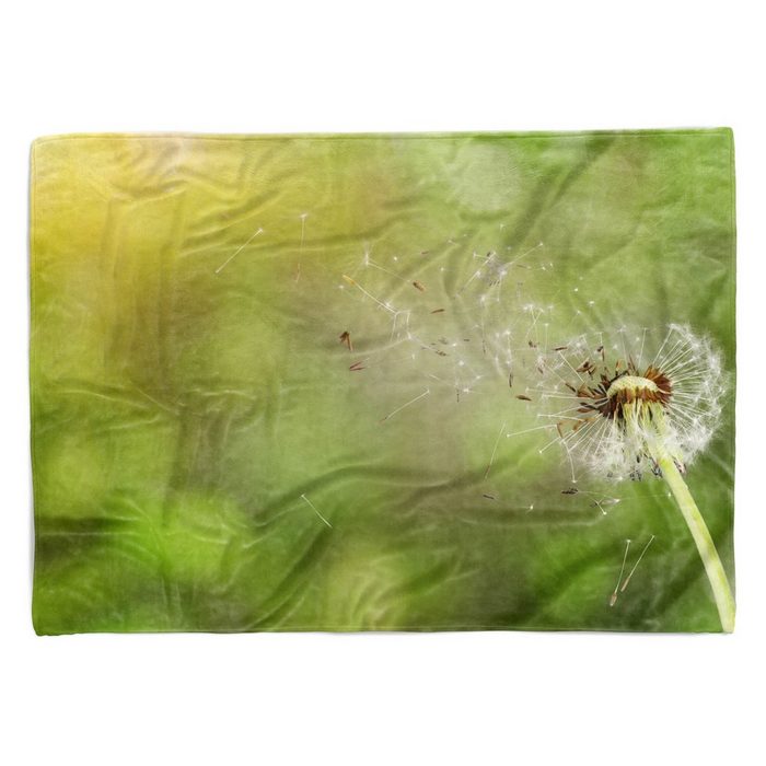 Sinus Art Handtücher Handtuch Strandhandtuch Saunatuch Kuscheldecke mit Fotomotiv Pusteblume Grün Wi Baumwolle-Polyester-Mix (1-St) Handtuch