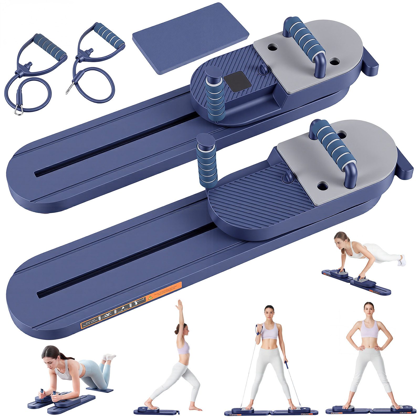 kehot Ganzkörpertrainer Geteiltes Pilates Board für Ganzkörpertraining, Kompakt, Rutschfest, (Modulares Trainingsboard mit Gleitern, Widerstandsbändern, Yogamatte, Multifunktions-Bauchtrainer für Zuhause), Für Krafttraining Rumpfes,Beine,Armtraining, Bala