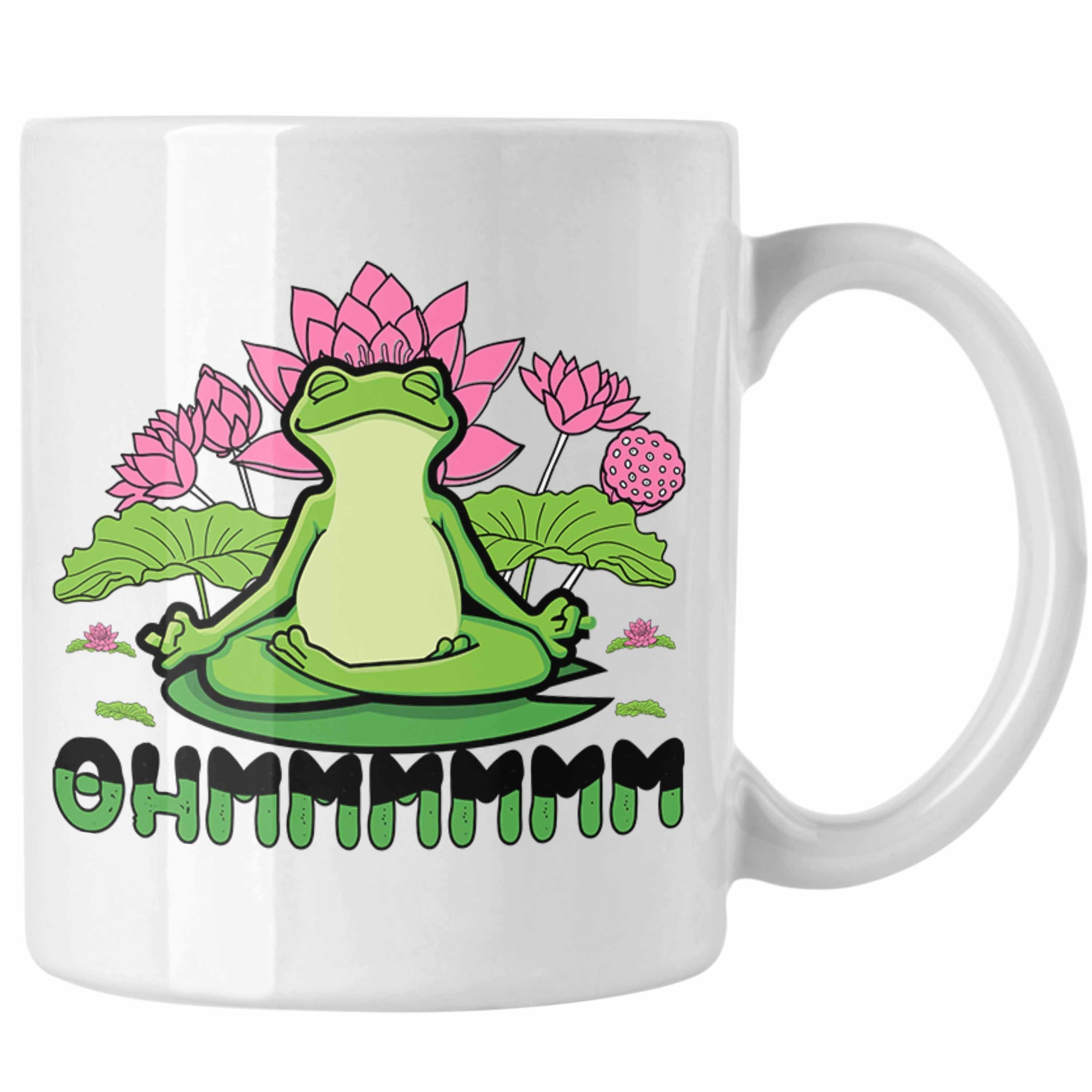 Trendation Tasse Trendation - Frosch Yoga Tasse Lustig Geschenk Frosch Yoga-Posen Sport Geschenkidee Sport Ohmmm Weiss