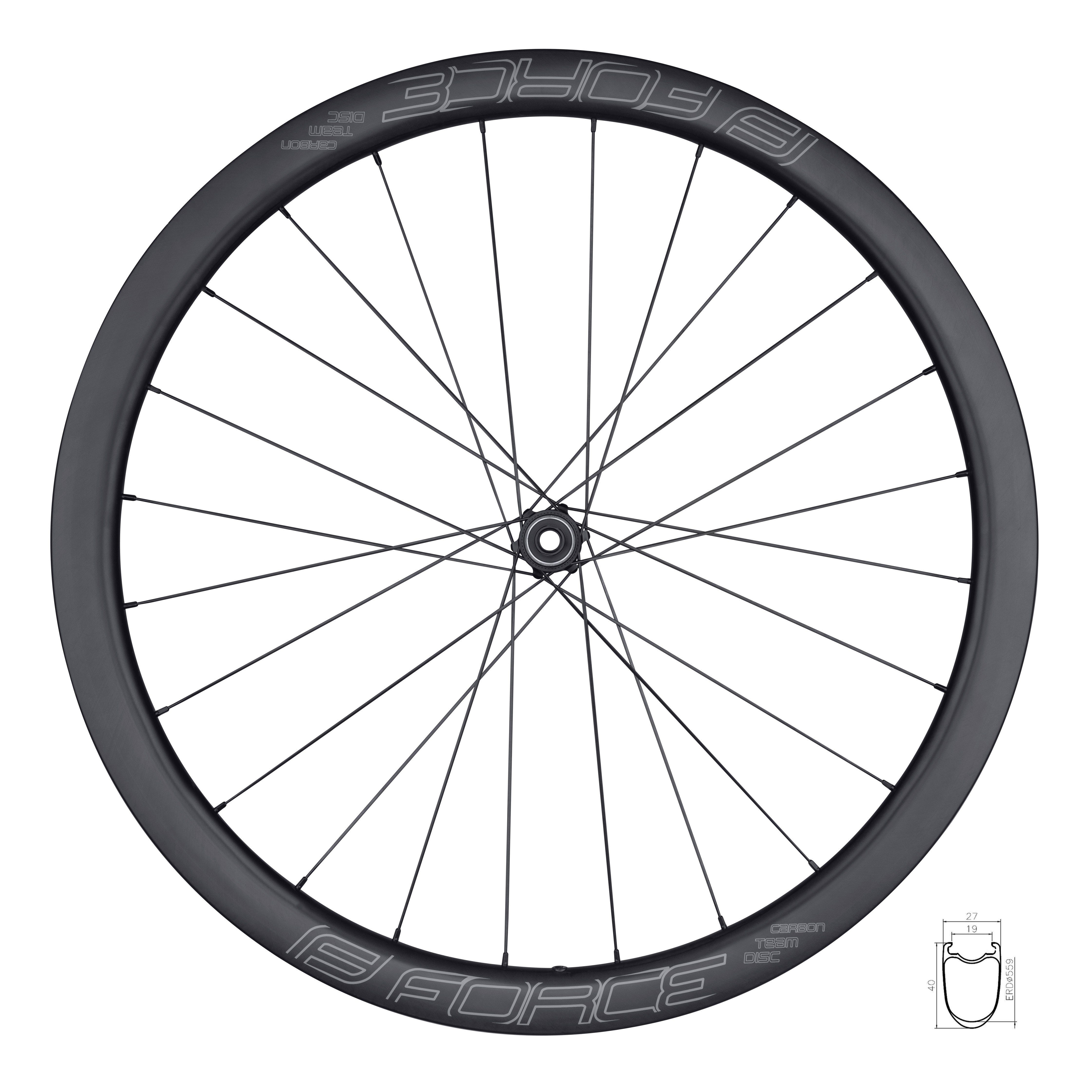 CARBON F. wheel FORCE clincher DISC Fahrrad-Laufrad read SP 40 TEAM road