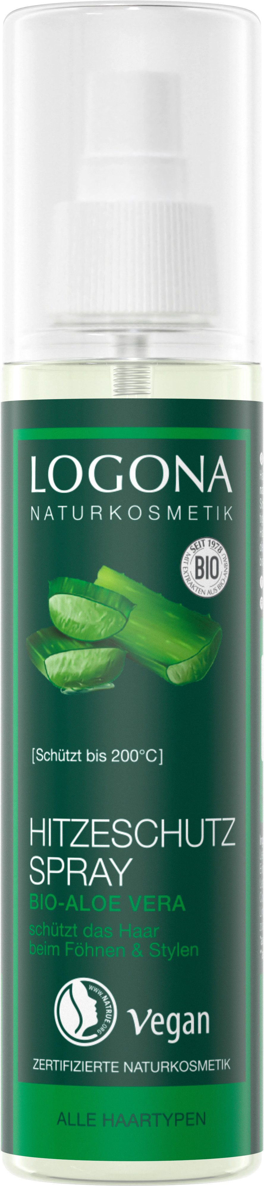 LOGONA Hitzeschutzspray HITZESCHUTZ SPRAY BIO-ALOE VERA, für alle Haartypen, mit Aloe Vera, bis 200 Grad hitzeschützend