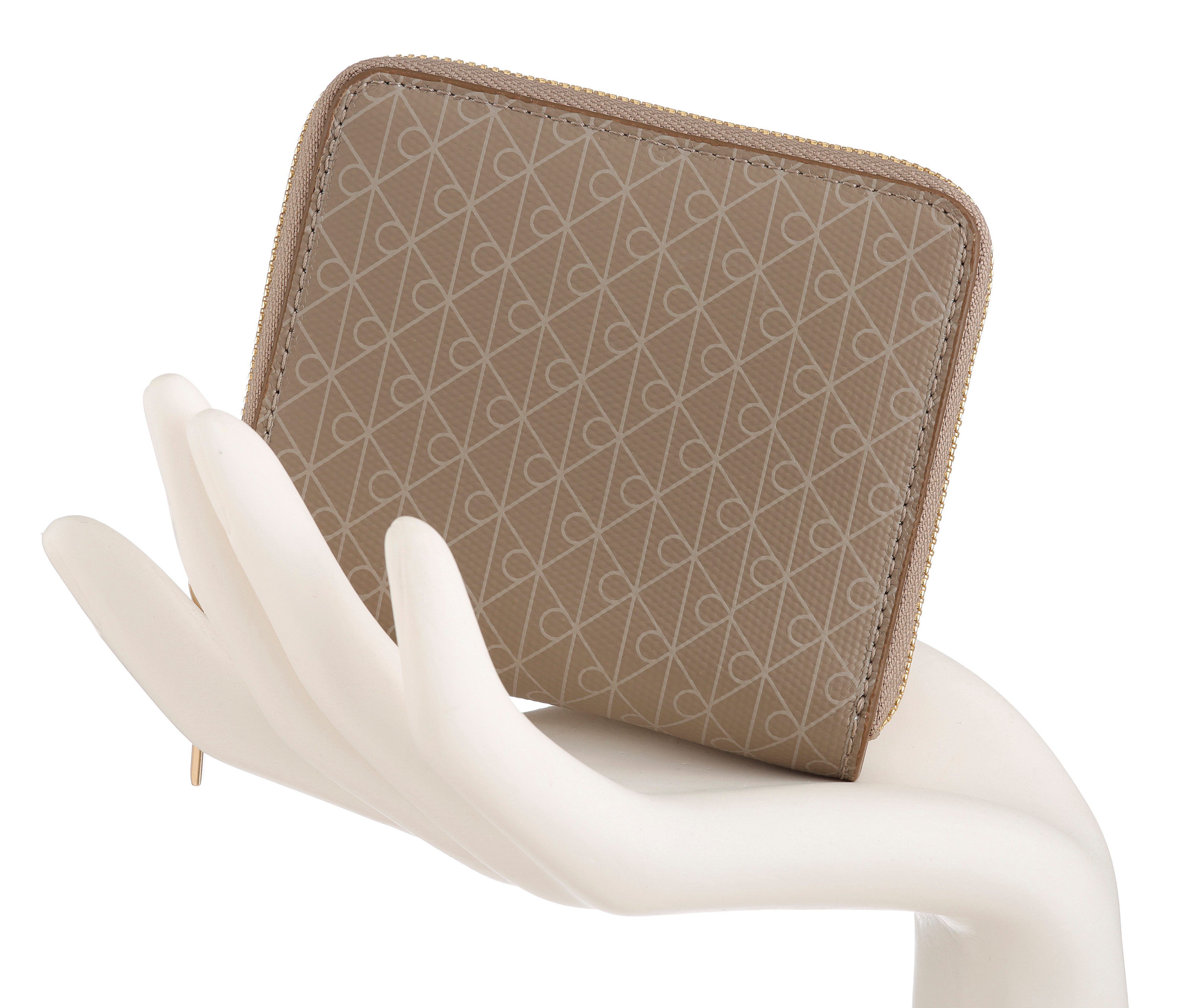 Calvin Klein Geldbörse AOP SQUARE ZIP AROUND, Geldbeutel, Damen Portemonnaie mit Monogramm-Print