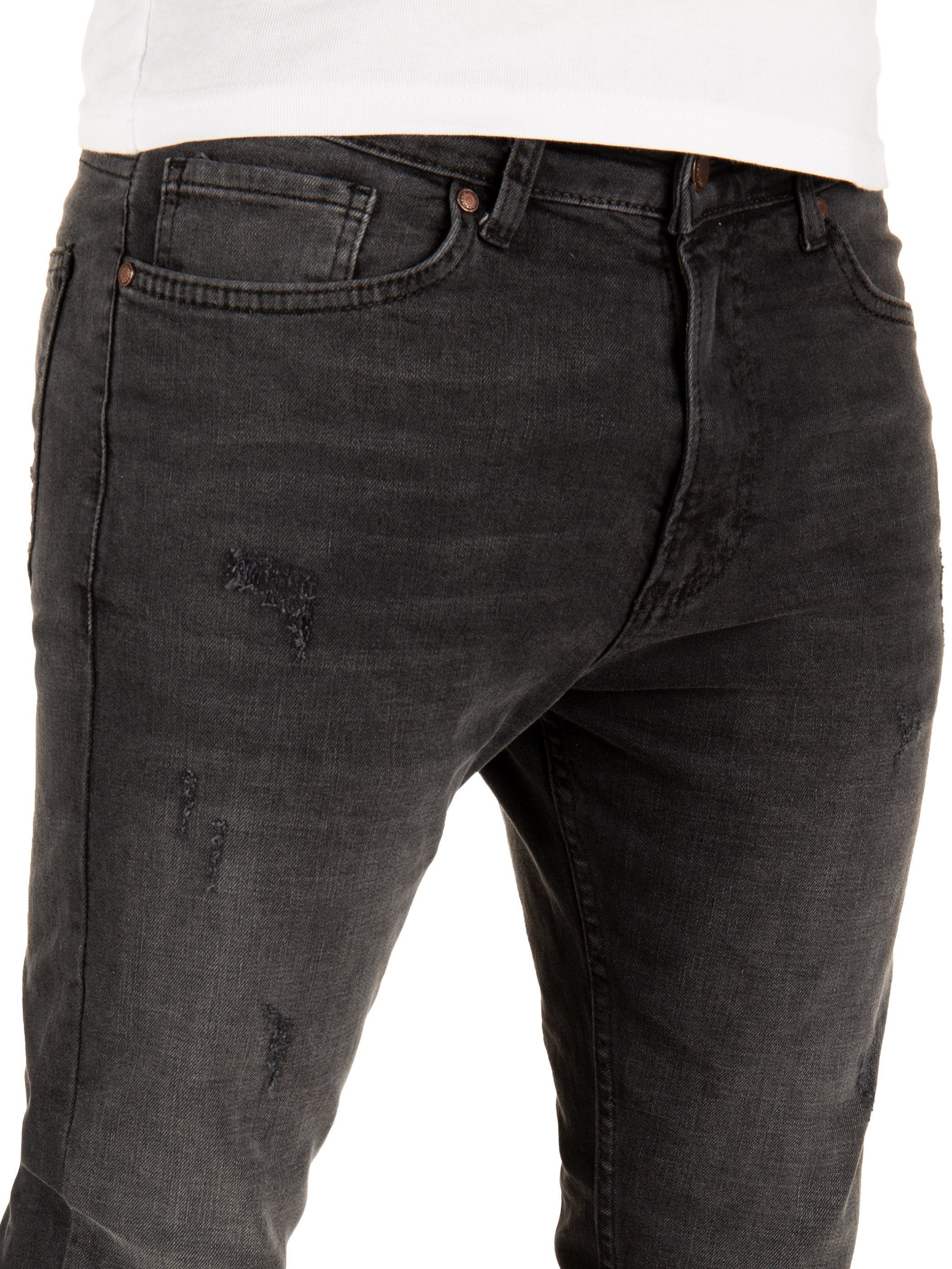 Schwarz (asphalt Slim-fit-Jeans Sexey PITTMAN Pittman Stretch-Anteil mit Jeans 190201) -
