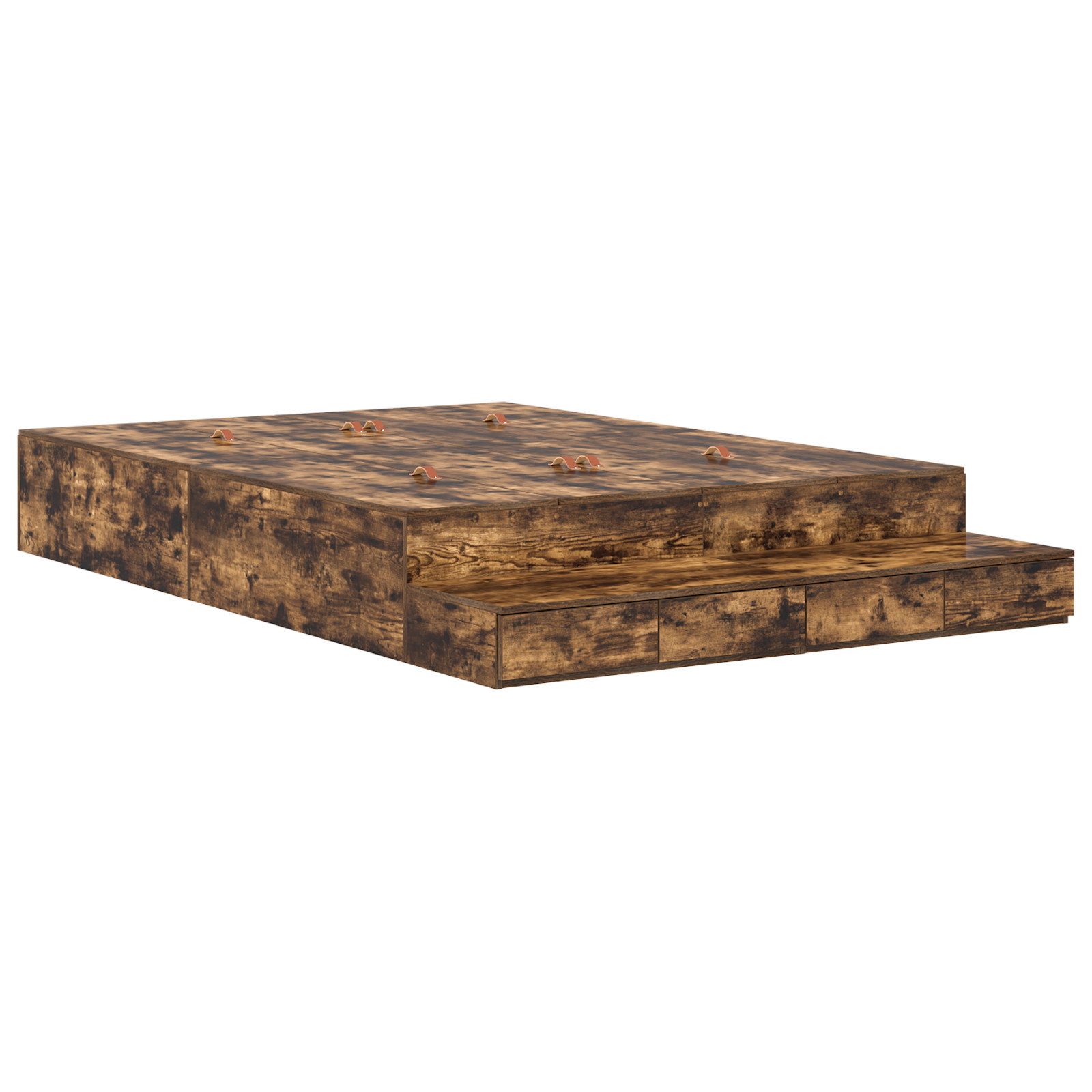 vidaXL Bett Stauraum-Bettgestell Geräucherte Eiche 140x190 günstig online kaufen
