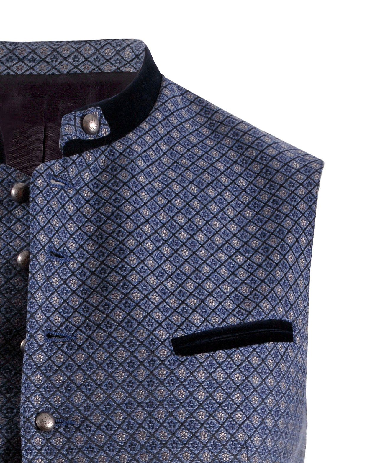 Moschen-Bayern Trachtenweste Trachtenweste Herren Weste Trachten Gilet Herrenweste Blau Weste, Weste mit Stehkragen, Hochzeitsweste, Anzugweste, Stoffweste