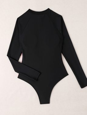 Orient Phoenix Rash Guard Modische Colorblock-Einteiliger Surfanzug für Damen Surf-Badeanzug mit langen Ärmeln und Reißverschluss