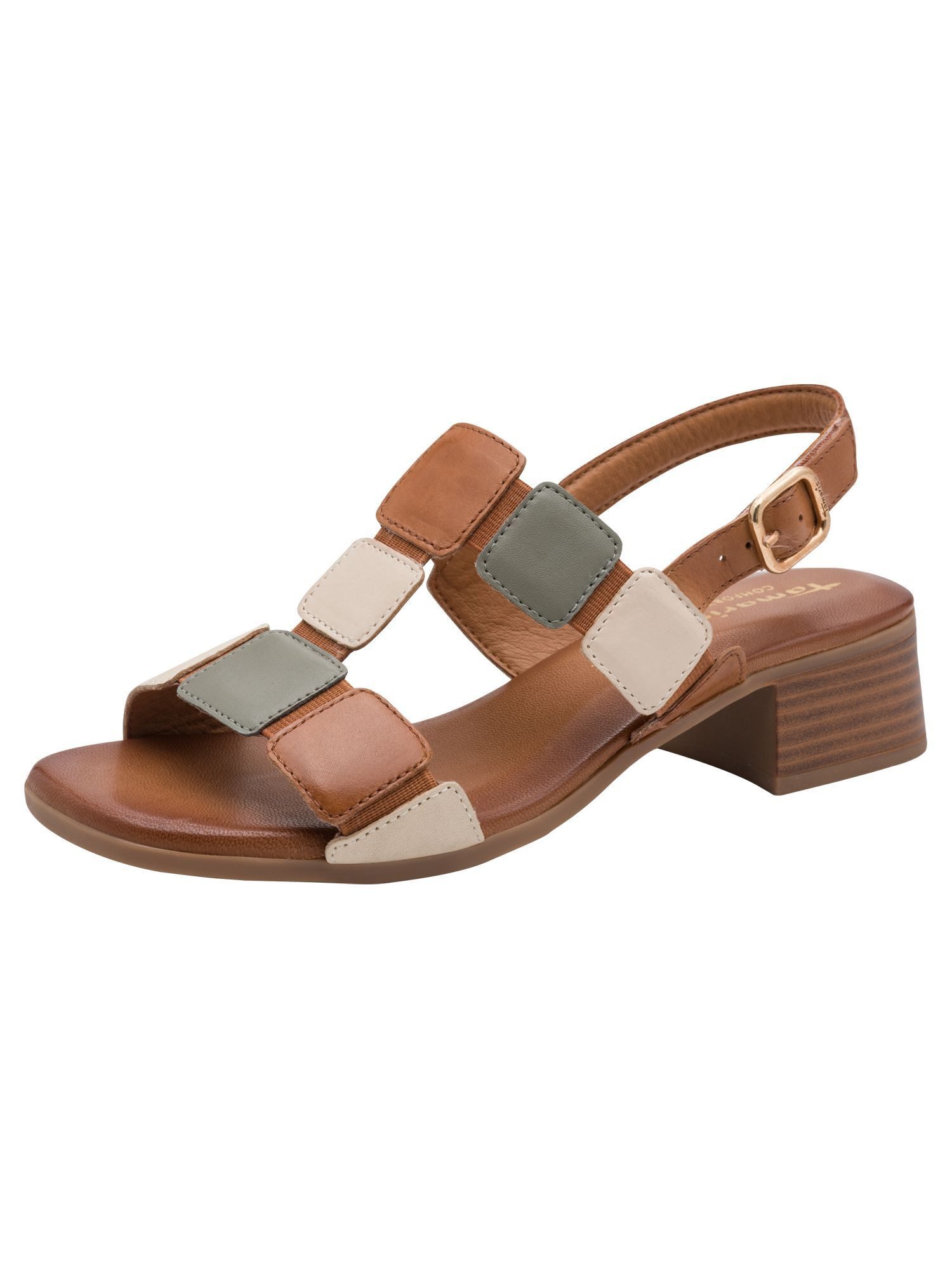 WIDE FIT comfortFit aus Leder Blockabsatz Sandalette