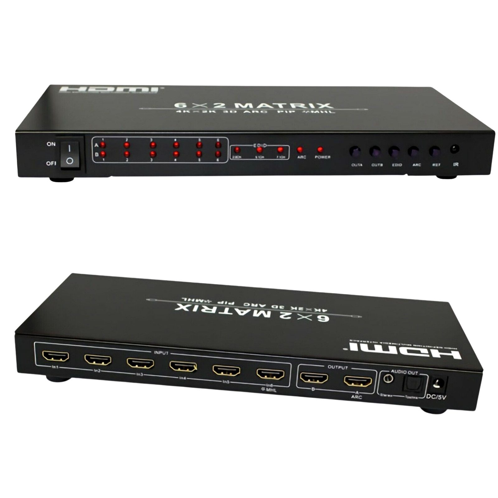Y-Verteiler C04D HDMI Matrix 6x2 HDMI Splitter 4Kx2K Switch Audio Video mit EDID