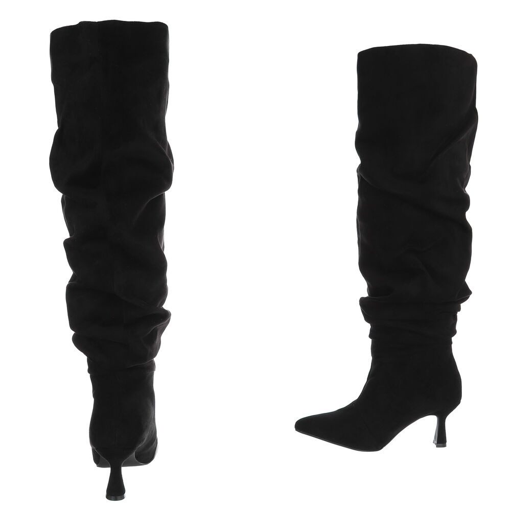 Ital-Design Damen Overknee-Stiefel mit Absatz und Gerafftem Schaft Overkneestiefel (92157727) Pfennig-/Stilettoabsatz Stiefel in Schwarz – Bild 5 von 5