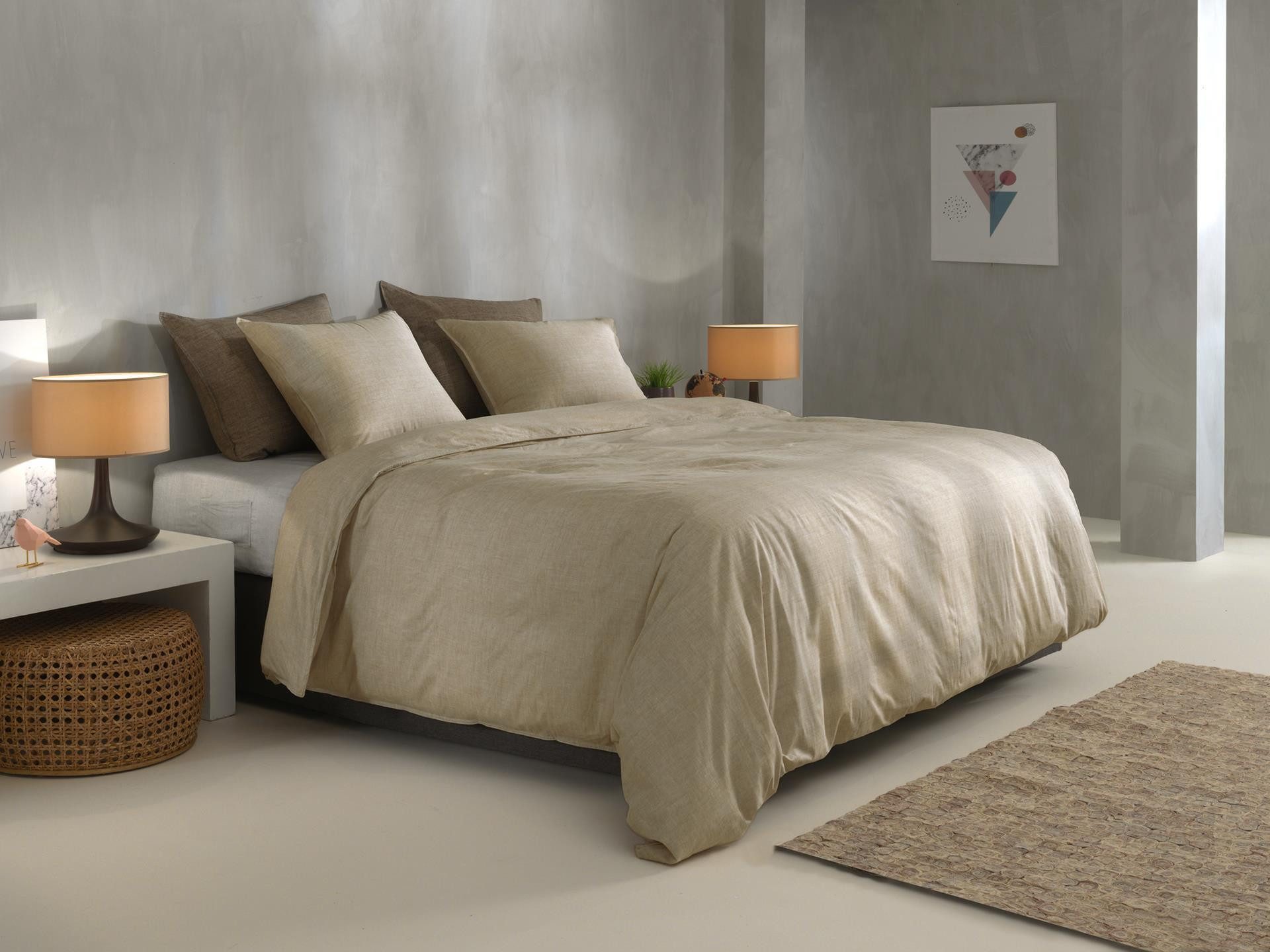 ZO HOME Bettwäsche Lino BW 135 Tan Brown 135x200 Tan-Brown Uni, Baumwolle, 2 teilig, Bettwäsche 135x200 Baumwollbettwäsche Baumwolle Uni