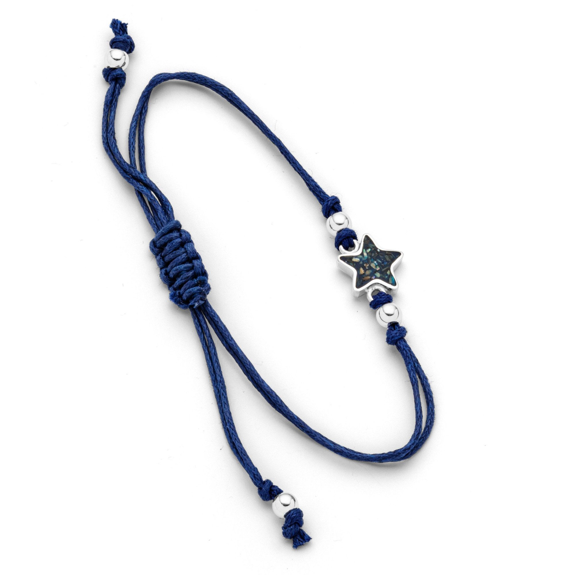 DUR Armband A1987 Seestern 925 Silber Seeopal Baumwollband blau