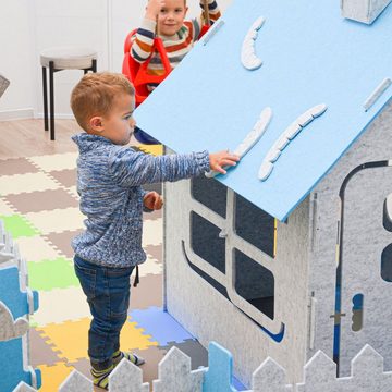 smalla Spielhaus Kinder Spielhaus aus Recycling Filz 110x100x124, Spielhaus + Zaun + Zubehör
