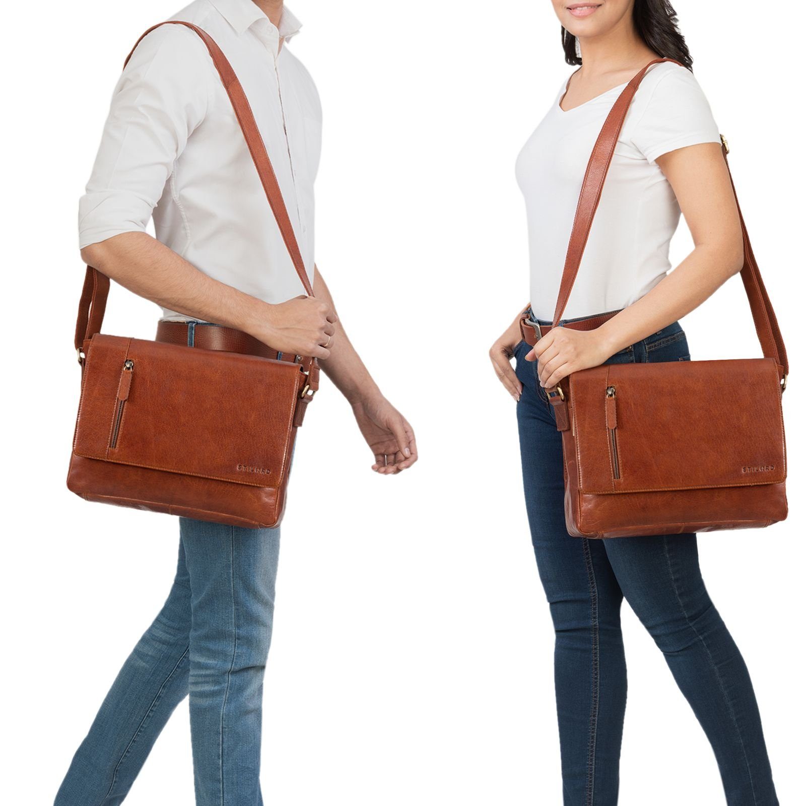STILORD Schultertasche "Davis" Messenger Bag Leder 13 Zoll Umhängetasche Echtleder