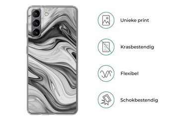 MuchoWow Handyhülle Marmor - Muster - Grau - Marmoroptik - Schwarz, Phone Case, Handyhülle Samsung Galaxy S21, Silikon, Schutzhülle