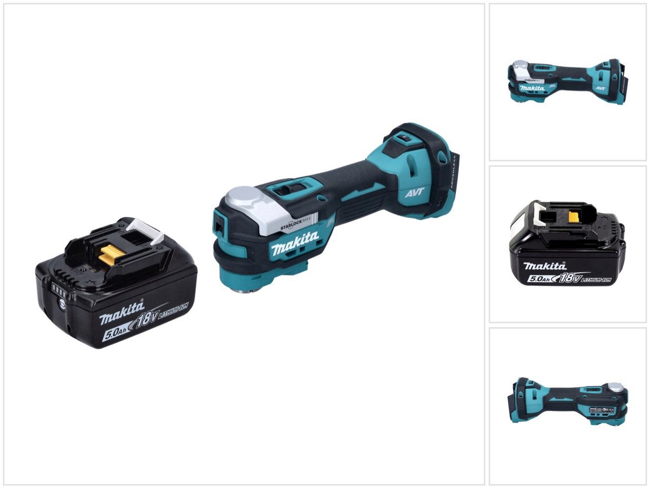 Makita Akku-Multifunktionswerkzeug DTM 52 T1 18 V Starlock Max Brushless + 1x Akku 5,0 Ah