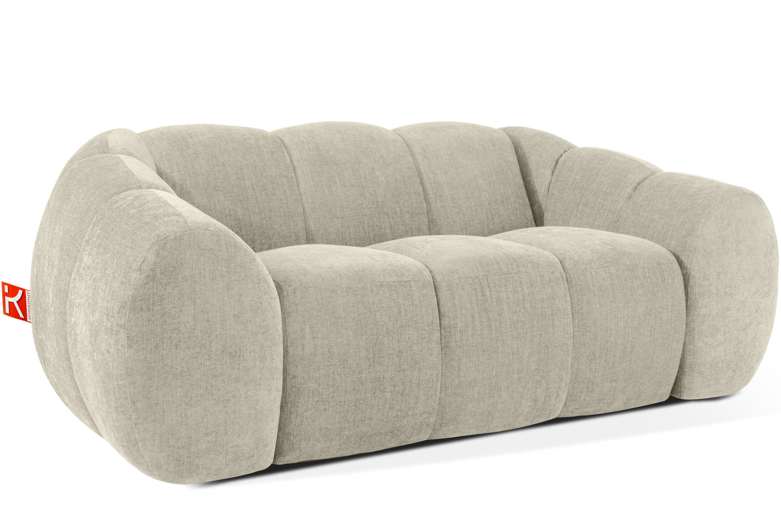 KONSIMO® 2-Sitzer Sofa FLAVA Einzelsofa, Retro-Modern Stil, Premiumqualität aus EU, mit Wellenunterfederung, ein außergewöhnlich weiches Gefühl