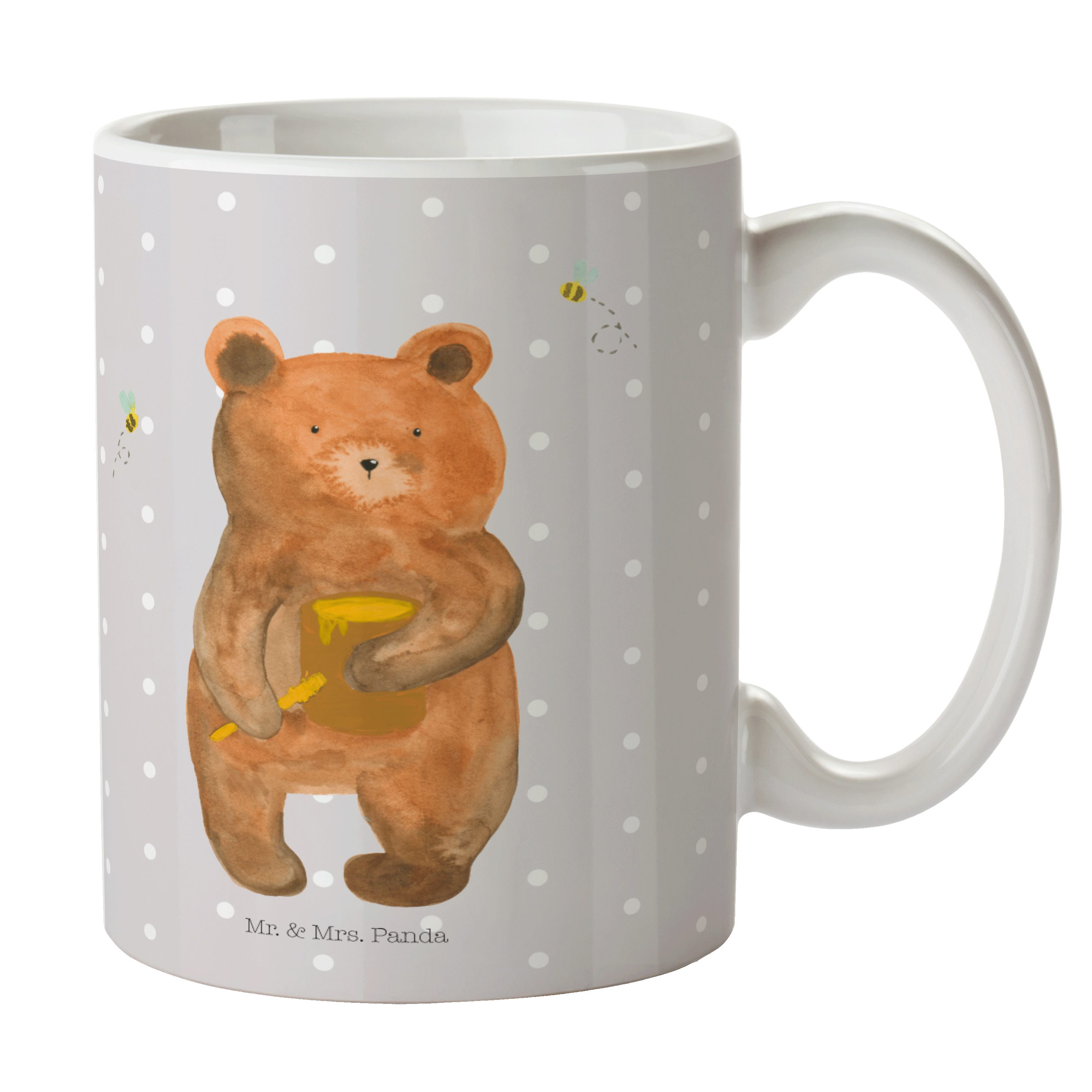 Mr. & Mrs. Panda Tasse Honigbär - Grau Pastell - Geschenk, Verliebte, Teddy, Tasse Sprüche, Keramik