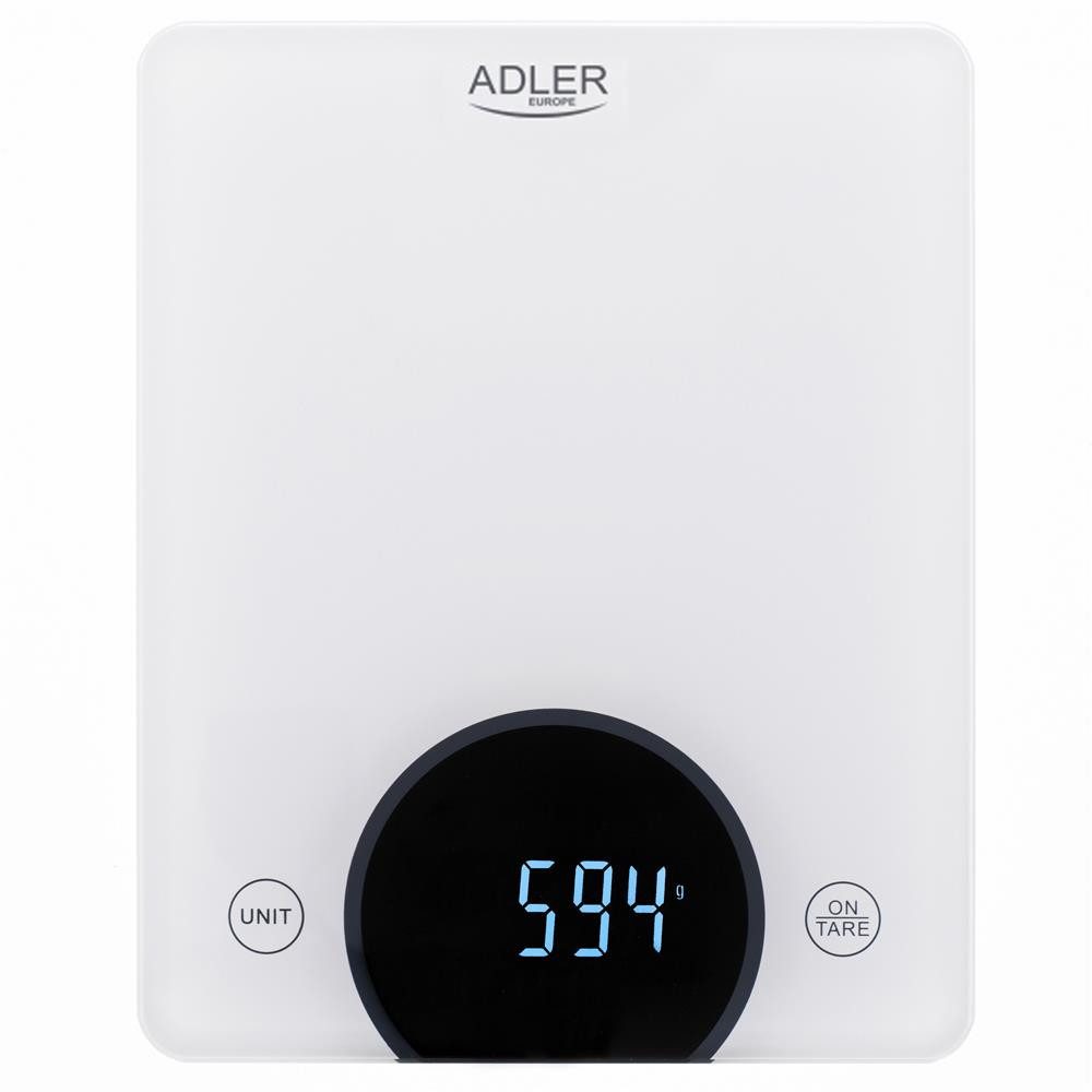 Adler Küchenwaage AD 3173, digital, LED Anzeige, bis 10 kg, weiß, Haushaltswaage, Batterie