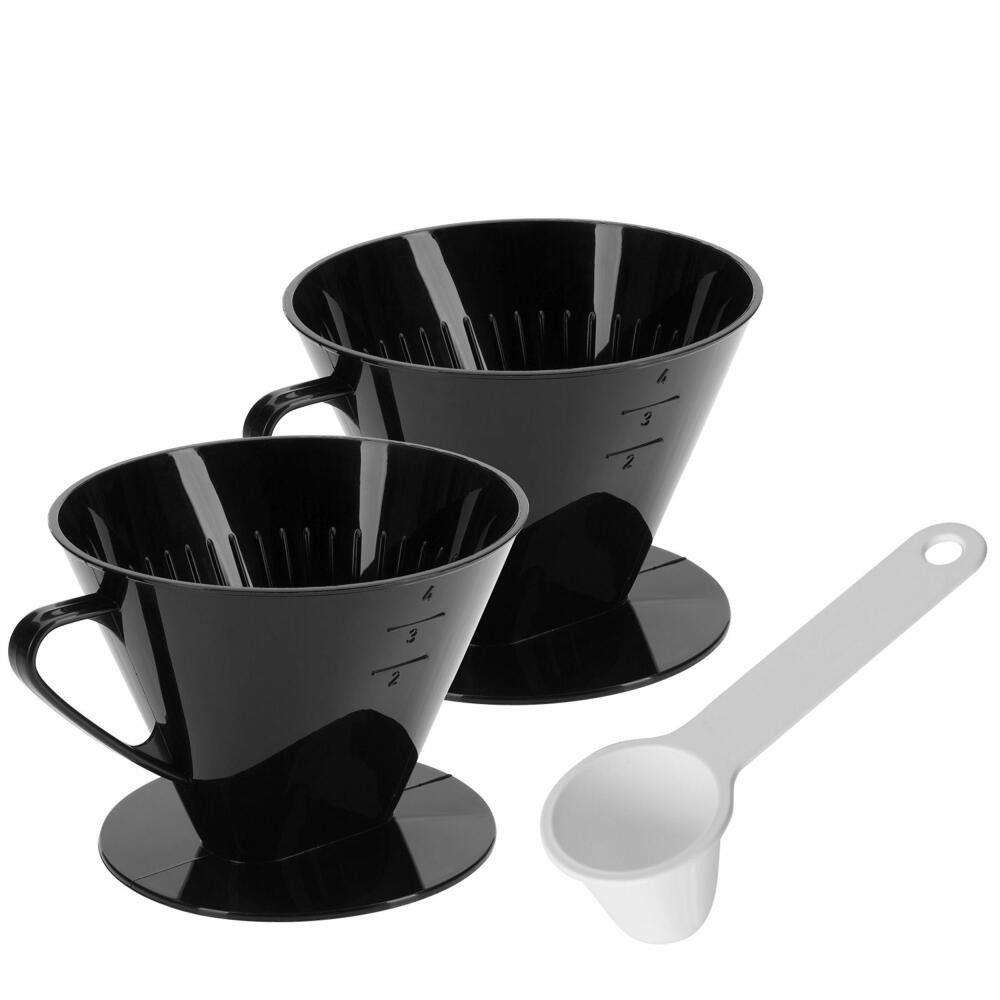 Permanentfilter Set 3tlg., 2 Kaffeefilter Gr. 4 und Kaffee-Dosierlöffel, Kunststoff